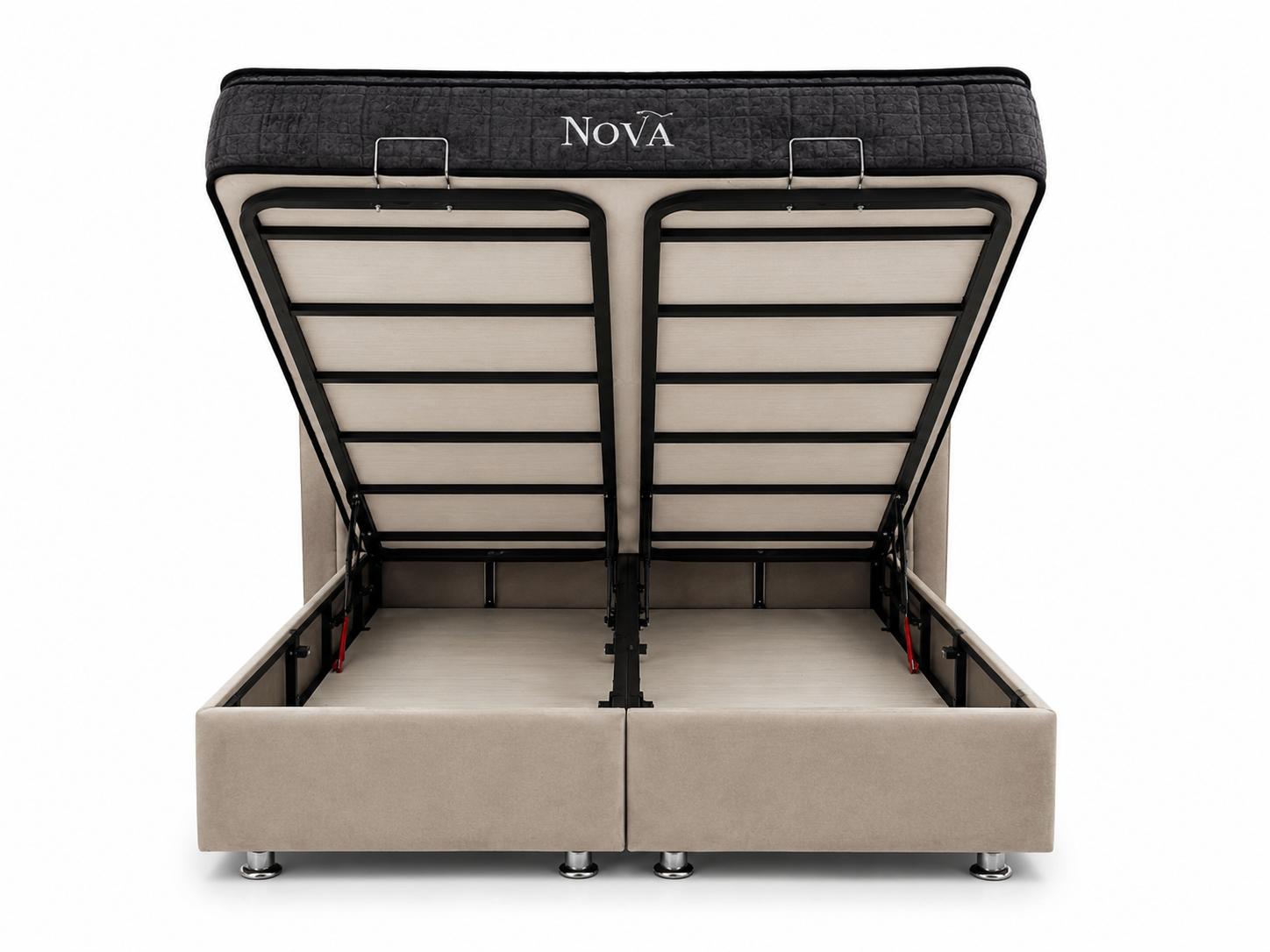 Pack complet Lit coffre Tokyo Beige + Matelas Nova Premium 32cm