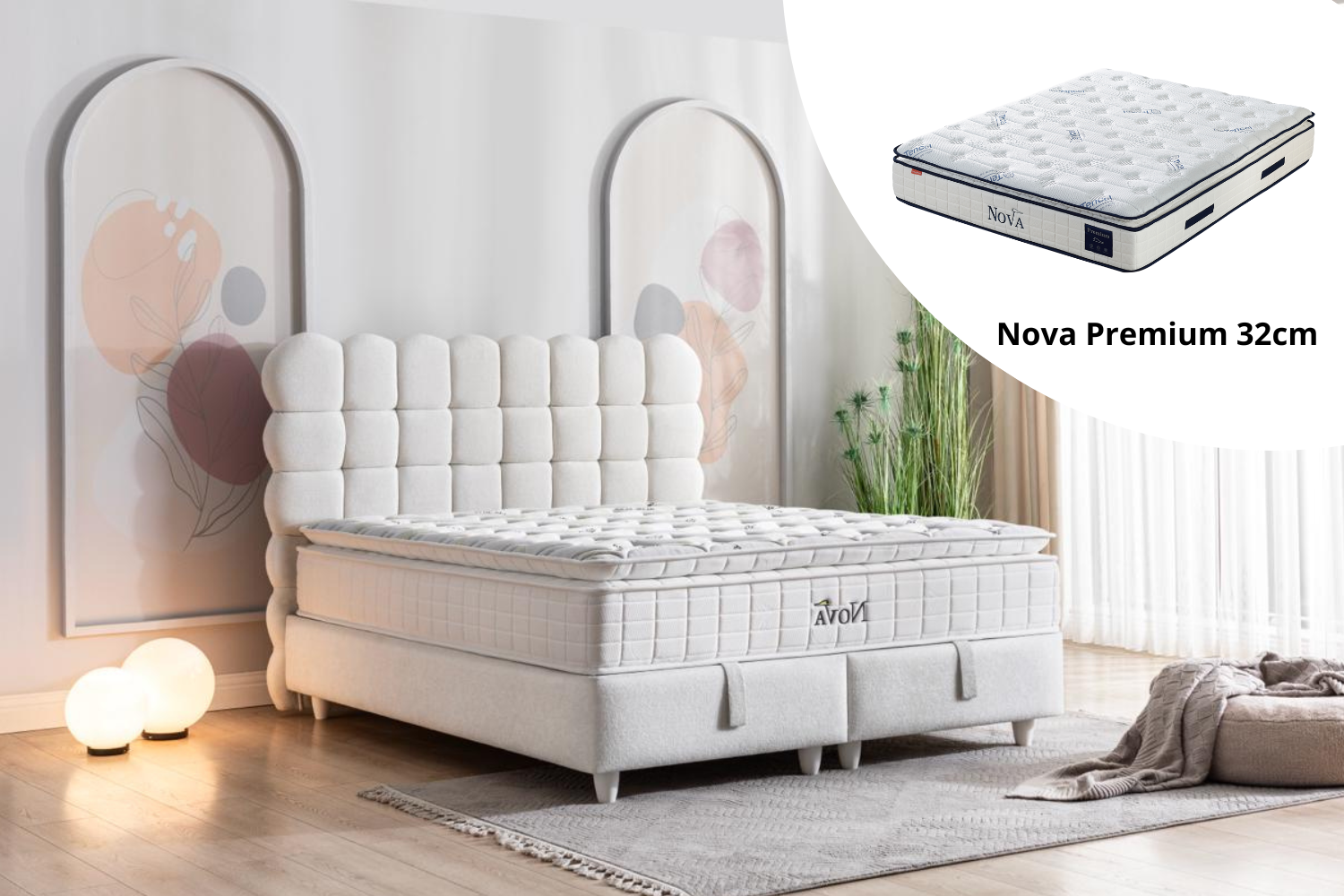 Pack complet Lit coffre Bubble + Matelas Nova Premium 32cm