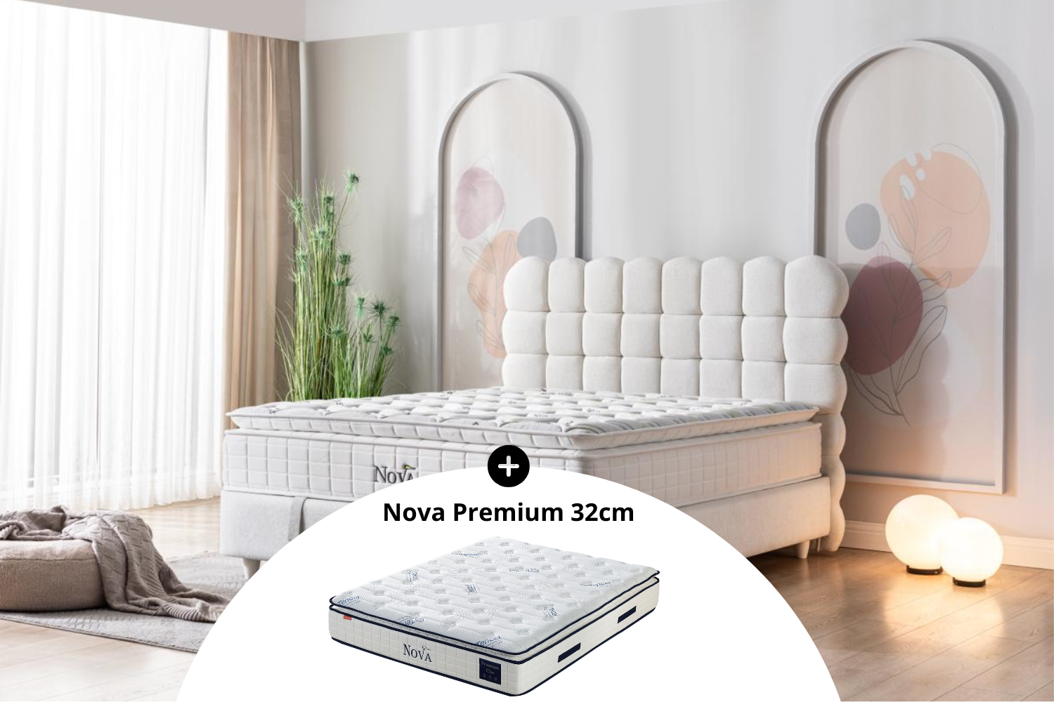 Pack complet Lit coffre Bubble + Matelas Nova Premium 32cm