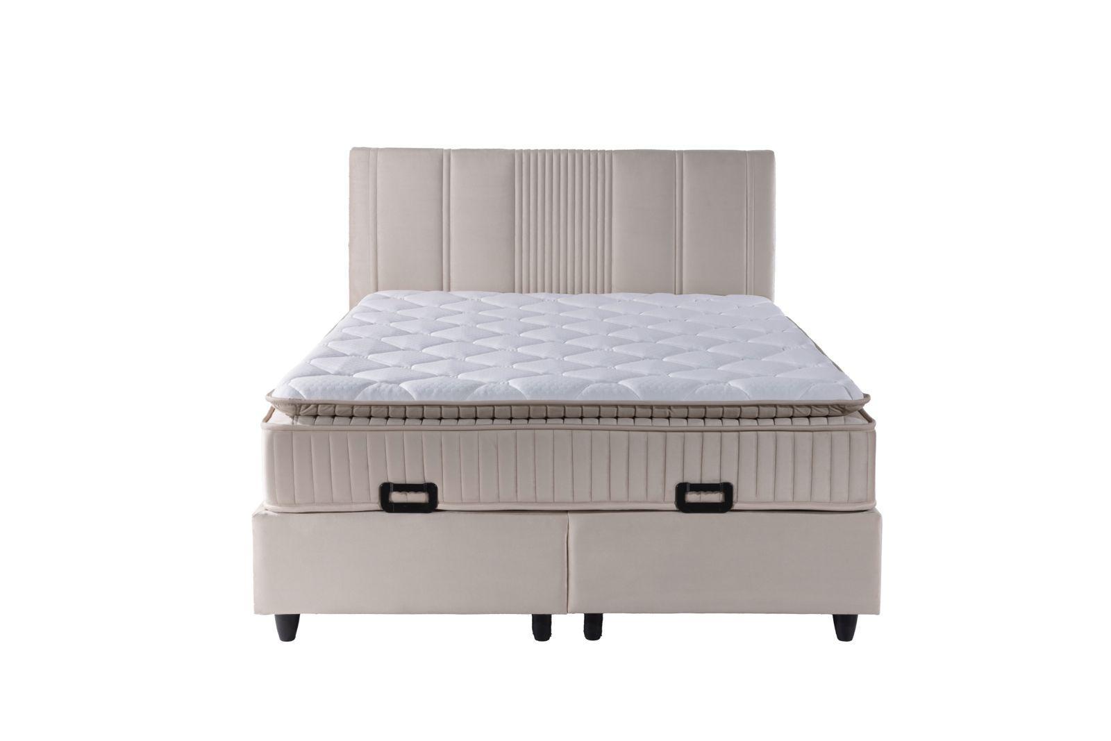 Pack complet Lit coffre Lugano Beige + Matelas 30cm