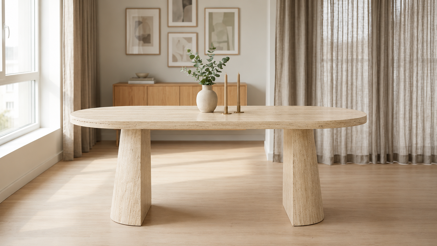 Table à manger Extensible Oriano Travertin 100-140-180cm