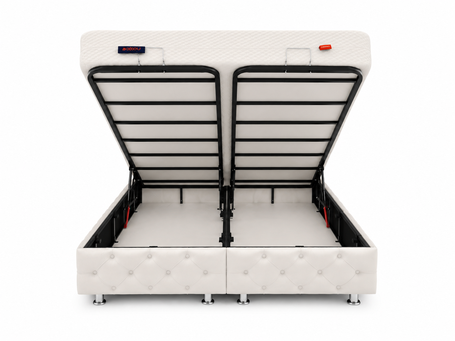 Pack complet Lit coffre Armony Clouté Bianca + Matelas Nova Premium 32cm