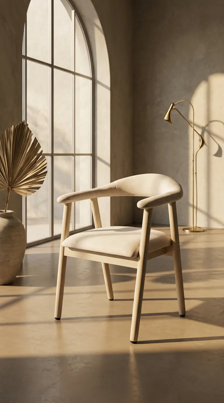 Chaise Berita Velours Beige Travertin