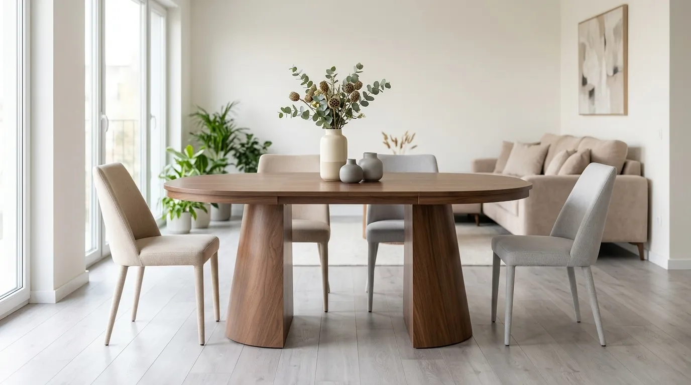Table à manger Extensible Oriano Noyer 100-140-180cm