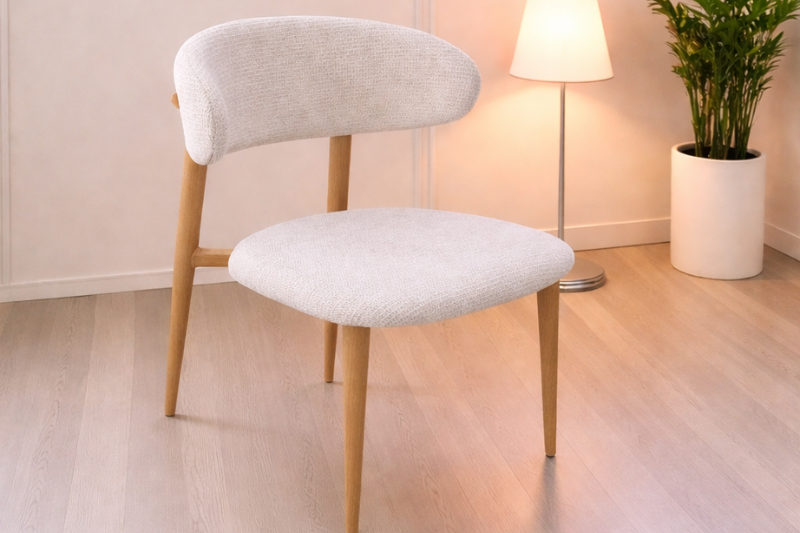 Chaise Bohème Chenille Beige Bois