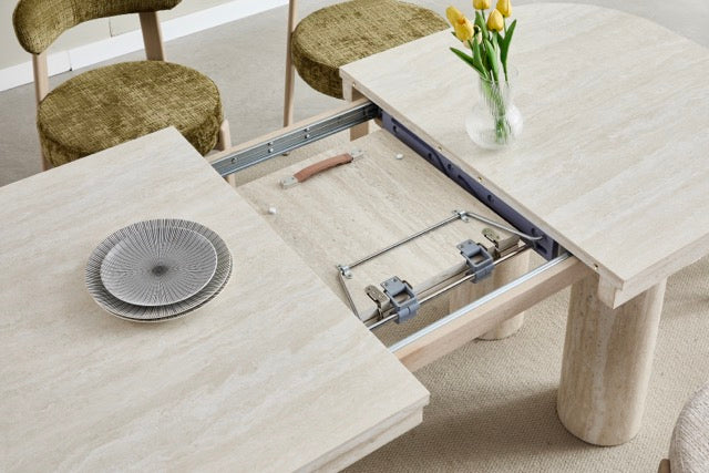 Table à manger Extensible Camélia Travertin 160 - 200 cm