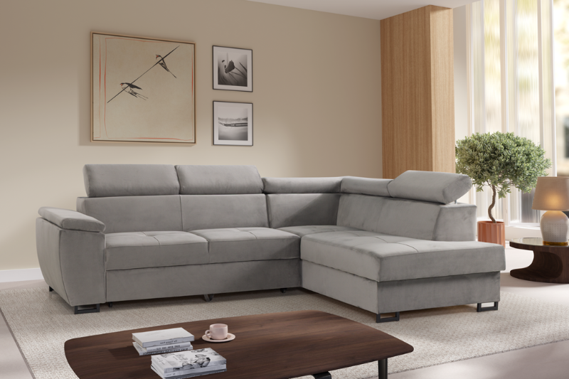 Canapé d'angle Toulouse Gris Velours