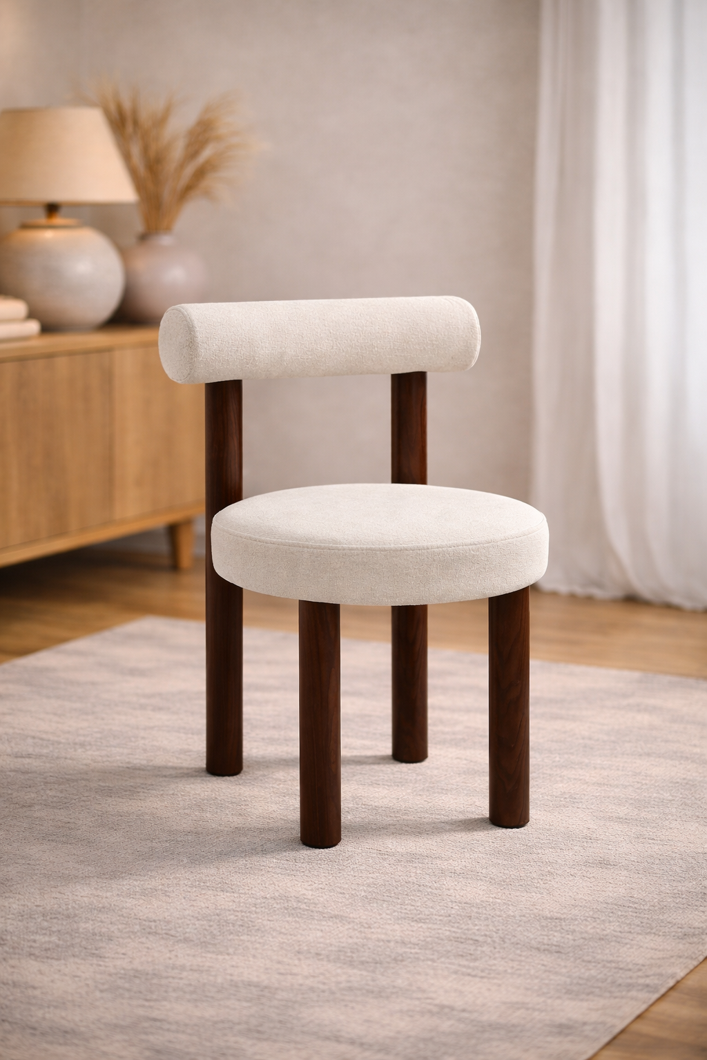 Chaise Irina Velours Beige Noyer