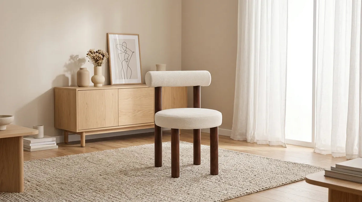Chaise Irina Velours Beige Noyer