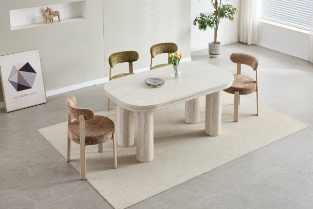 Table à manger Extensible Camélia Travertin 160 - 200 cm