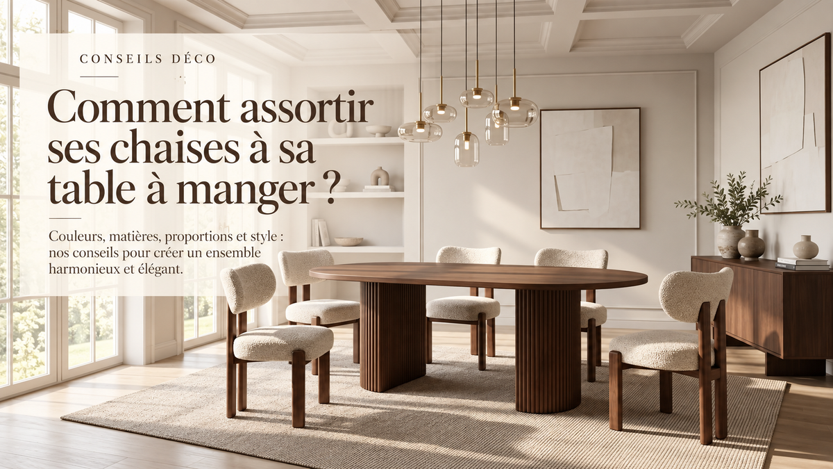 Table à manger Louisa effet noyer avec quatre chaises Hera noyer beige