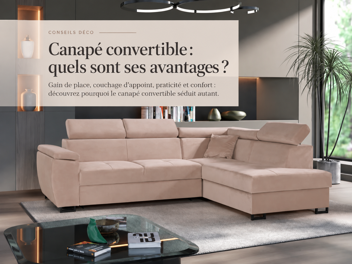 Canapé convertible Toulouse velours beige Luxury Interiors dans un salon