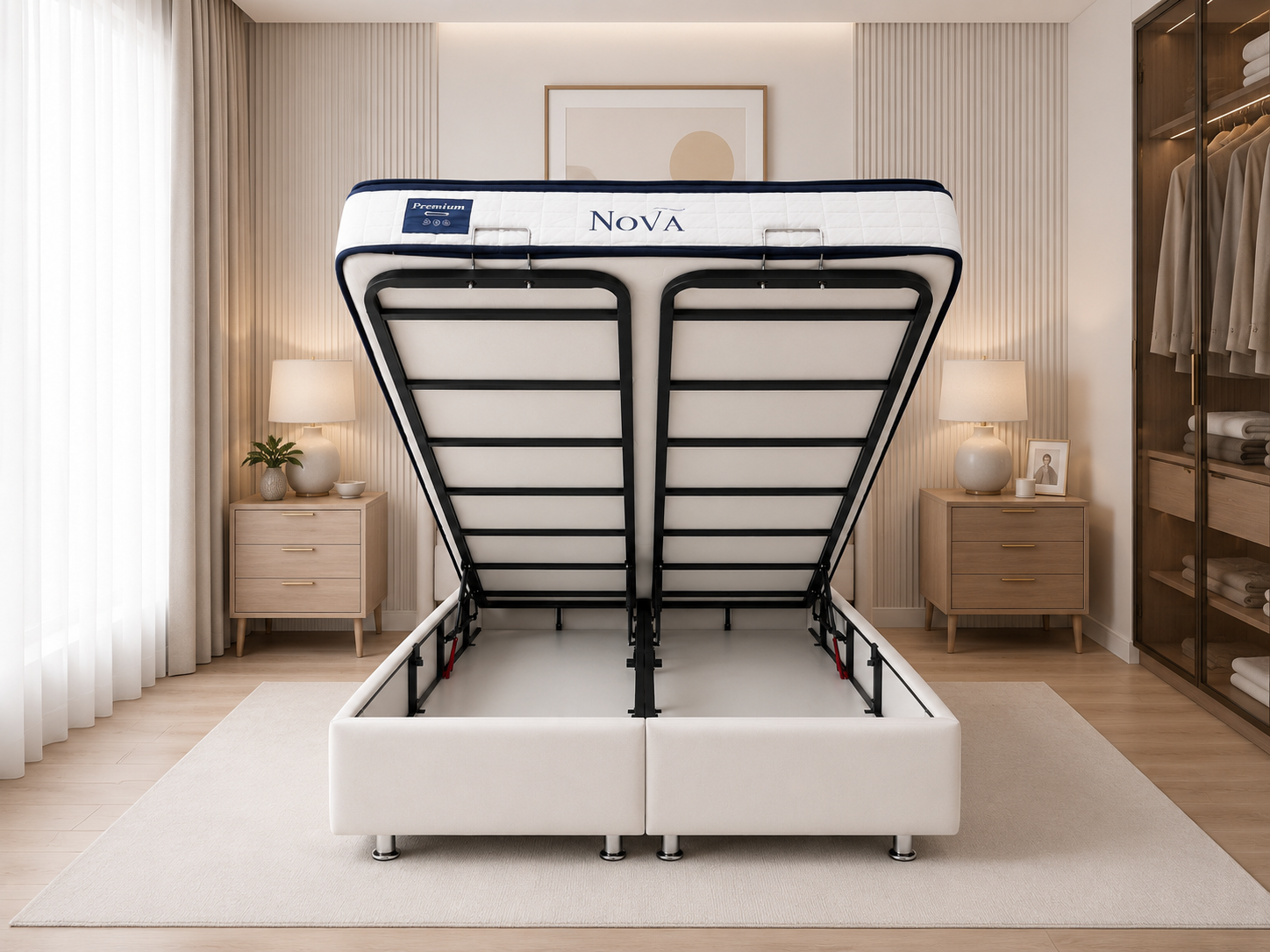 Pack complet Lit coffre Coco + Matelas Nova Premium 32cm