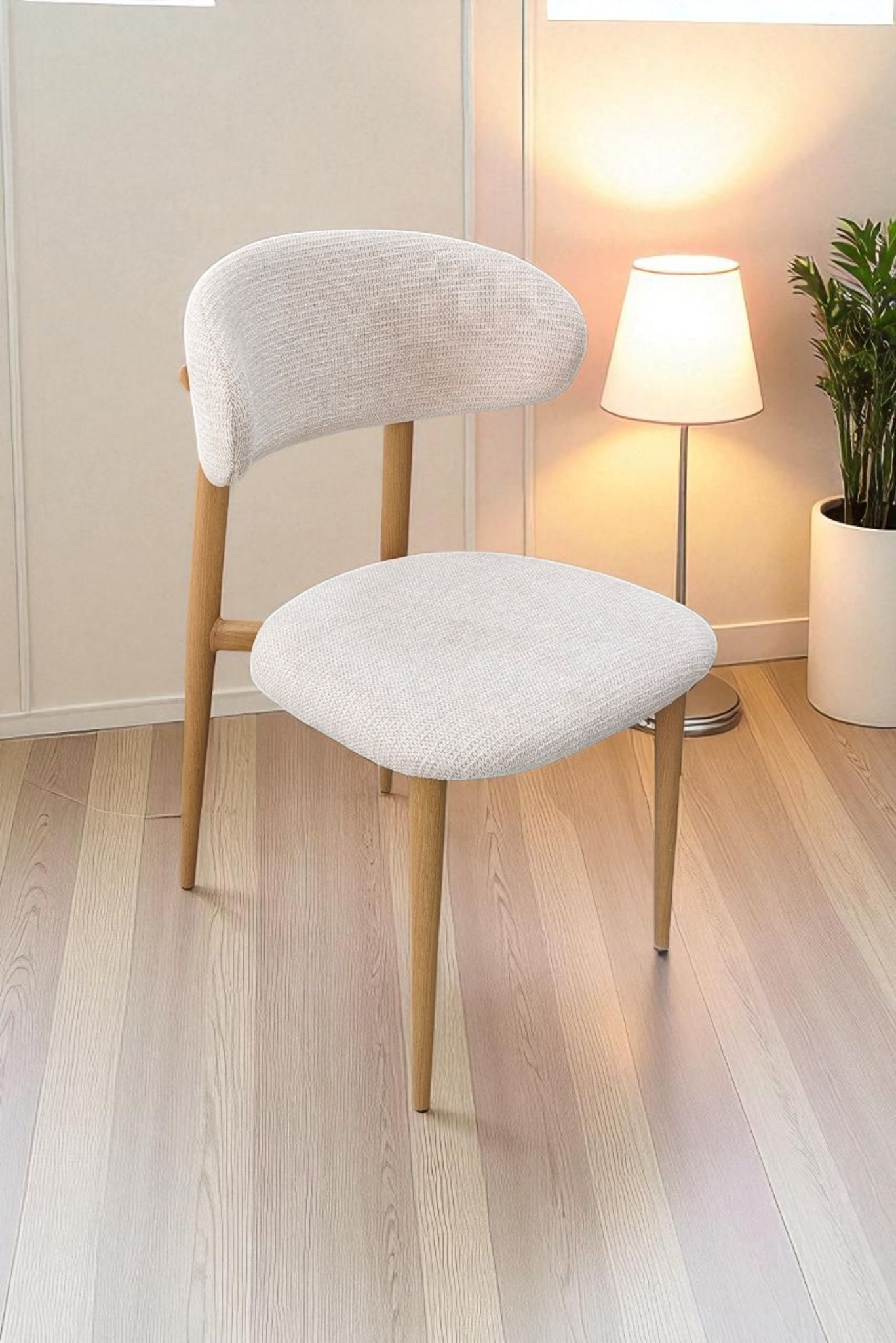 Chaise Bohème Chenille Beige Bois