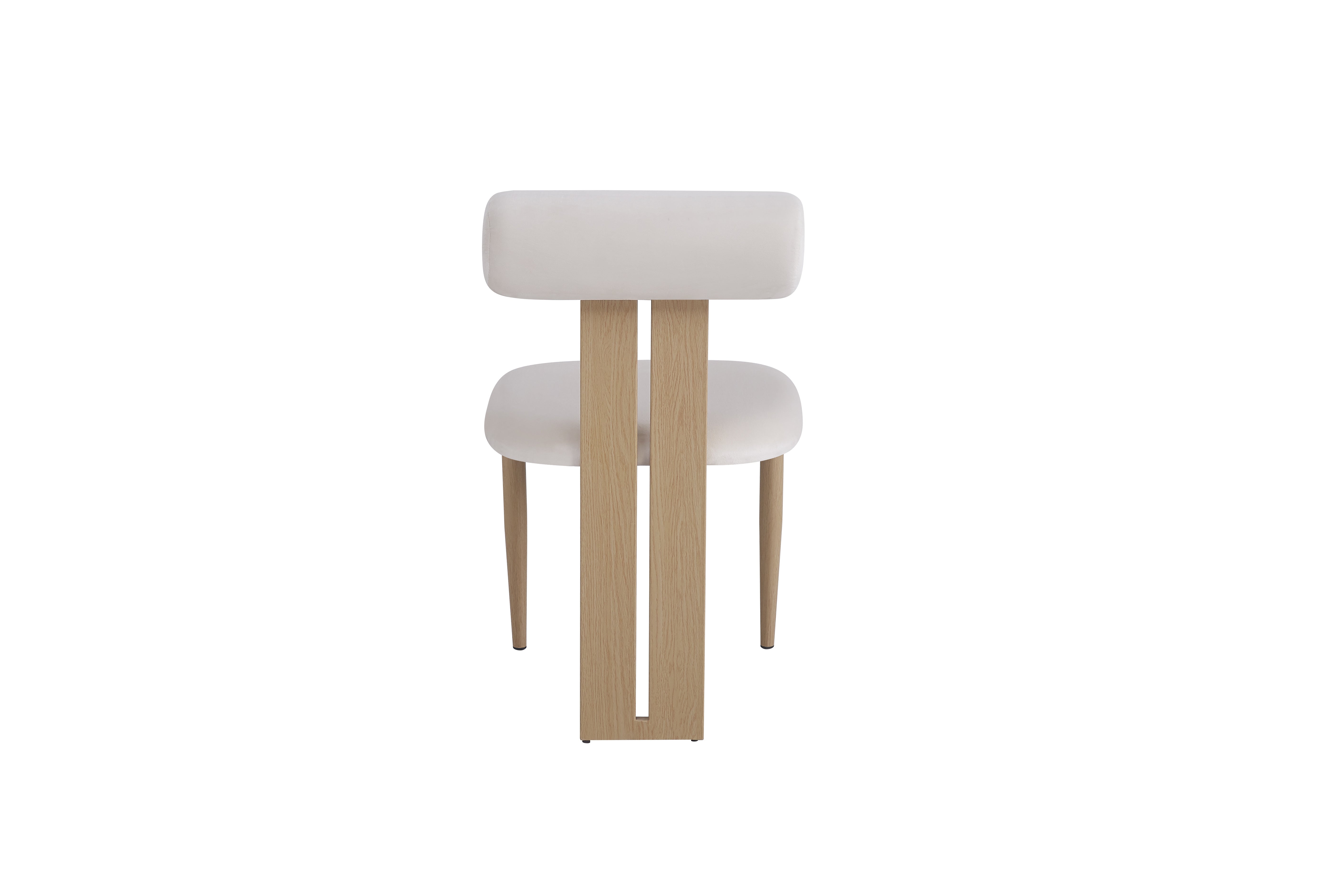 Chaise Tiffany Pied Effet Bois Velours Beige