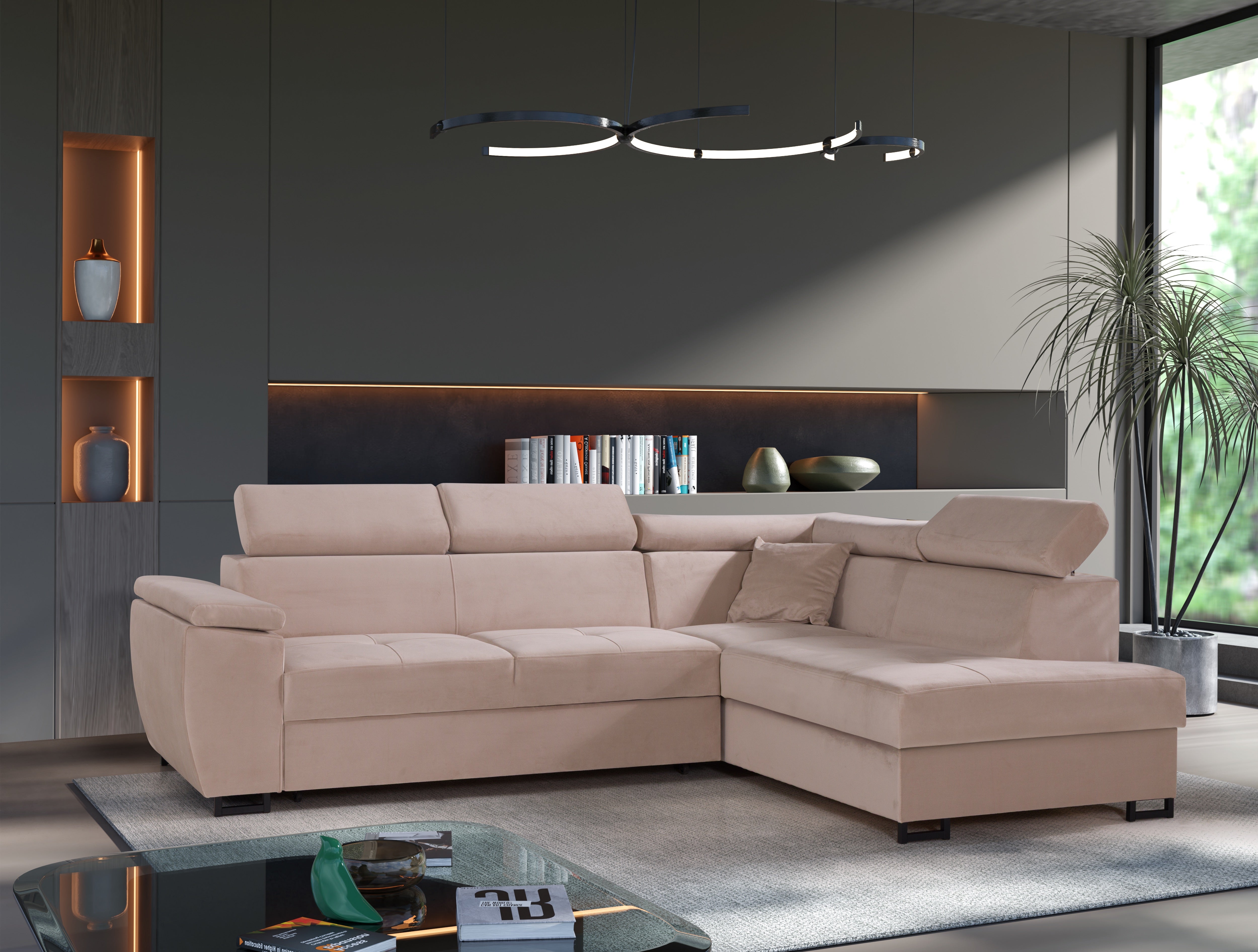 Canapé d'angle Toulouse Beige Velours