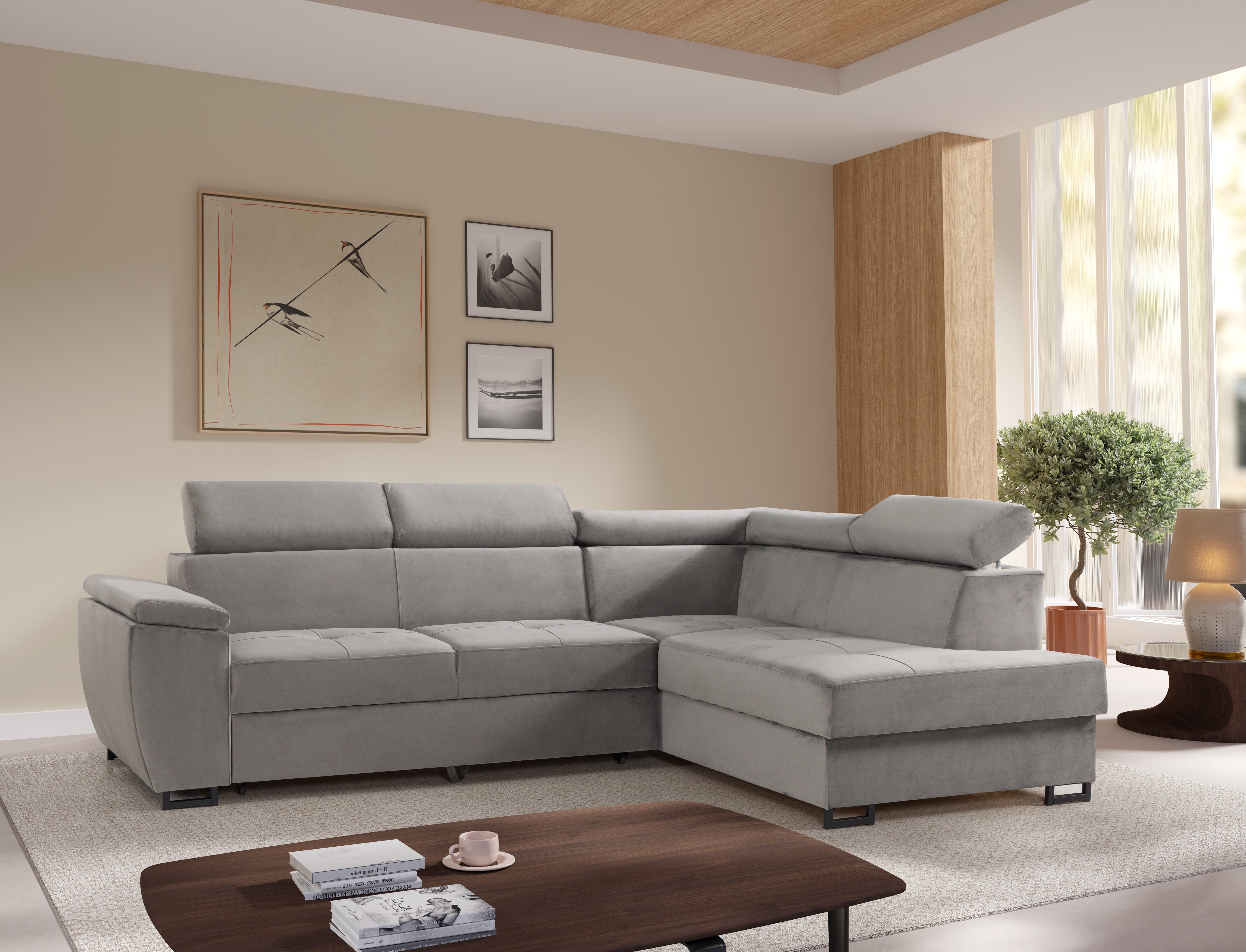 Canapé d'angle Toulouse Gris Velours