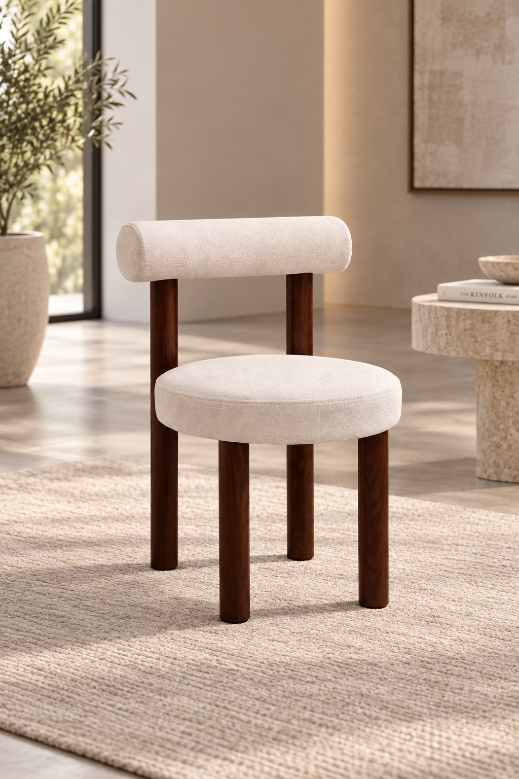 Chaise Irina Velours Beige Noyer